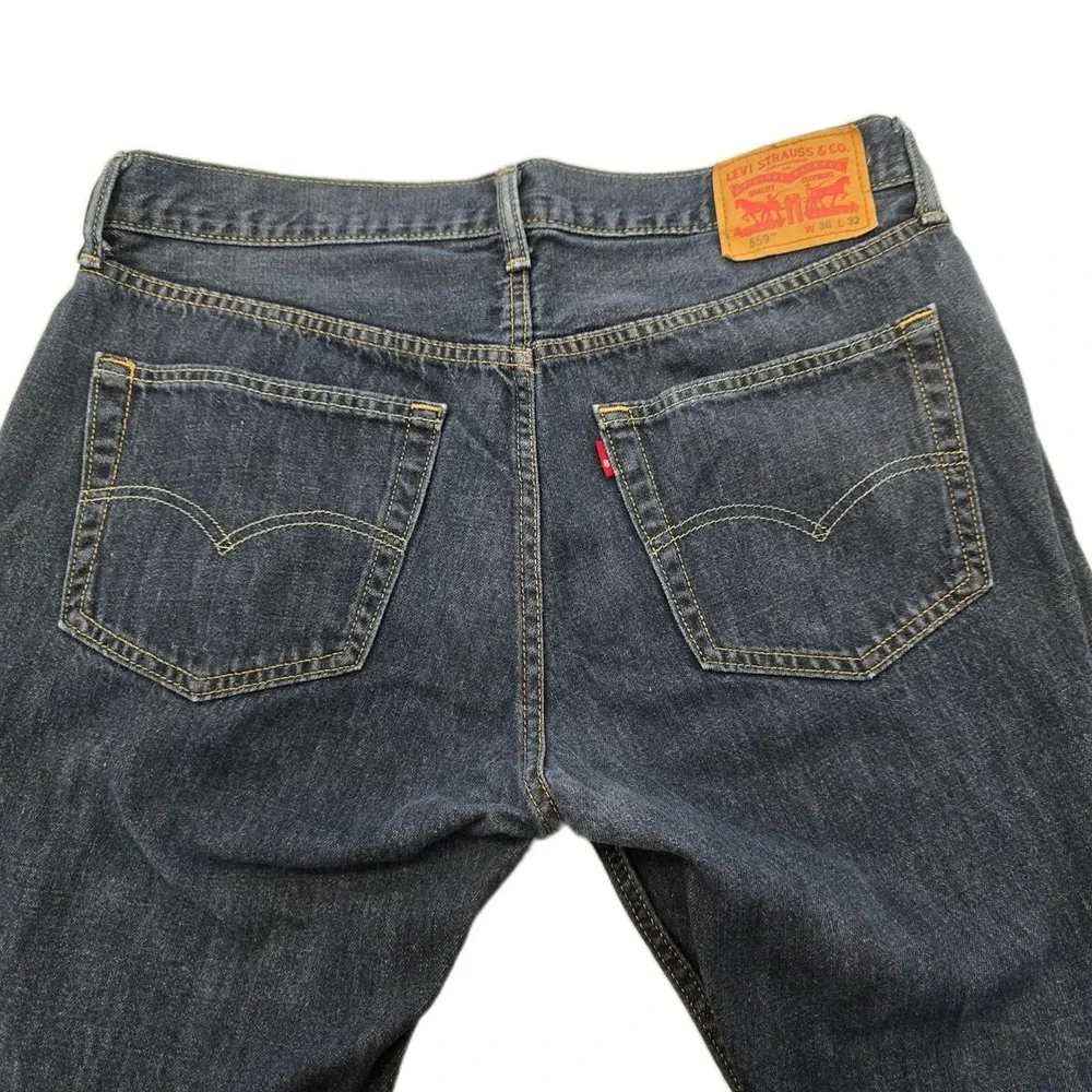 Levis 559 Relaxed Straight Jeans Mens W36 L32 Dark‎ Wash Denim Classic Fit